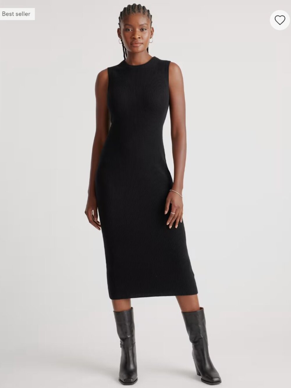 Quince Mongolian Cashmere Sleeveless Midi Sweater Dress Black XS NWT